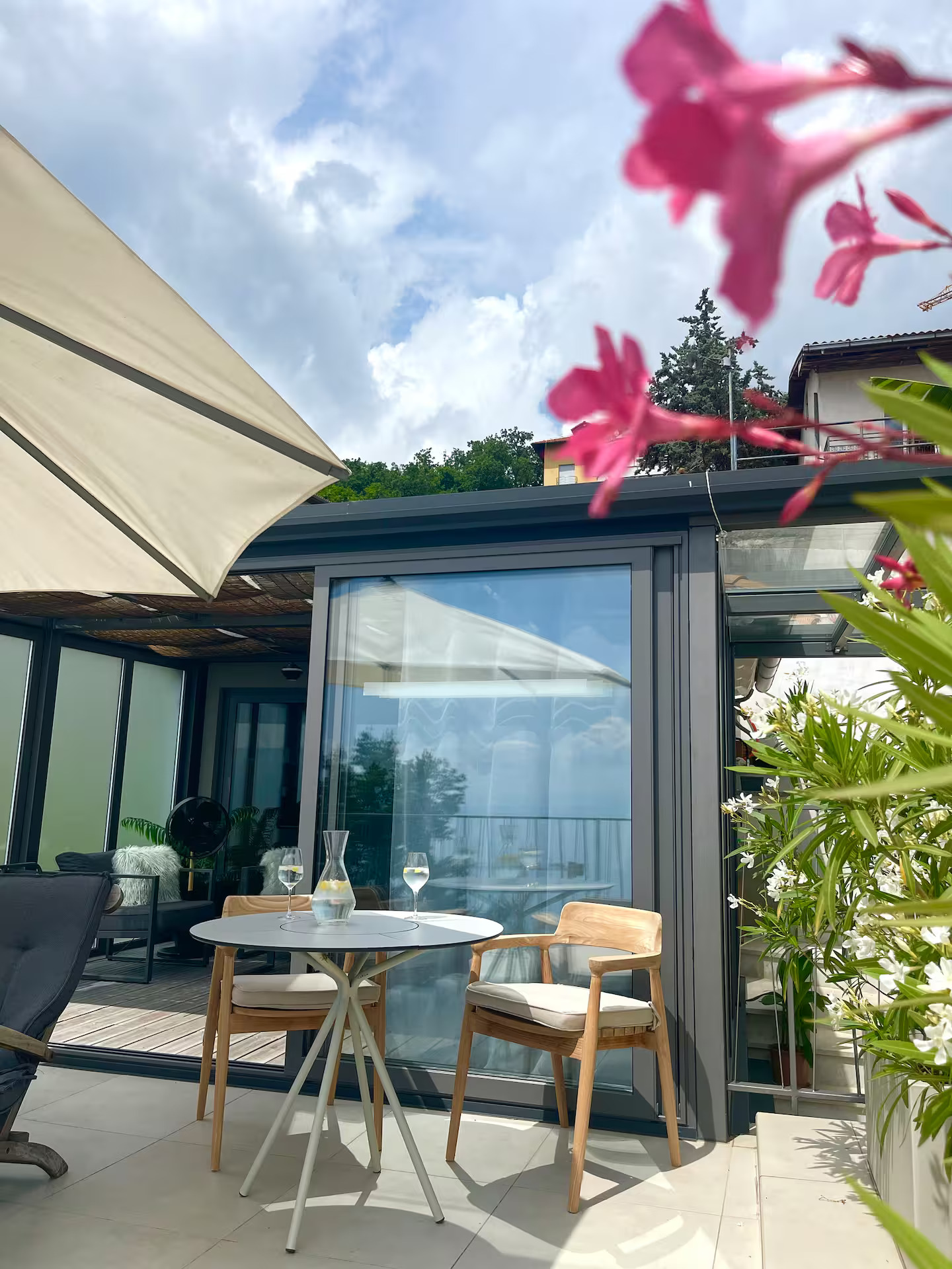 Seaview terrace with conservatory